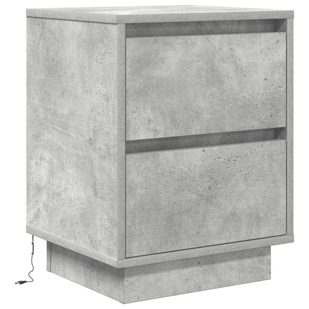 Nachttische mit LED-Leuchten 2 Stk. Betongrau 38x34x50 cm