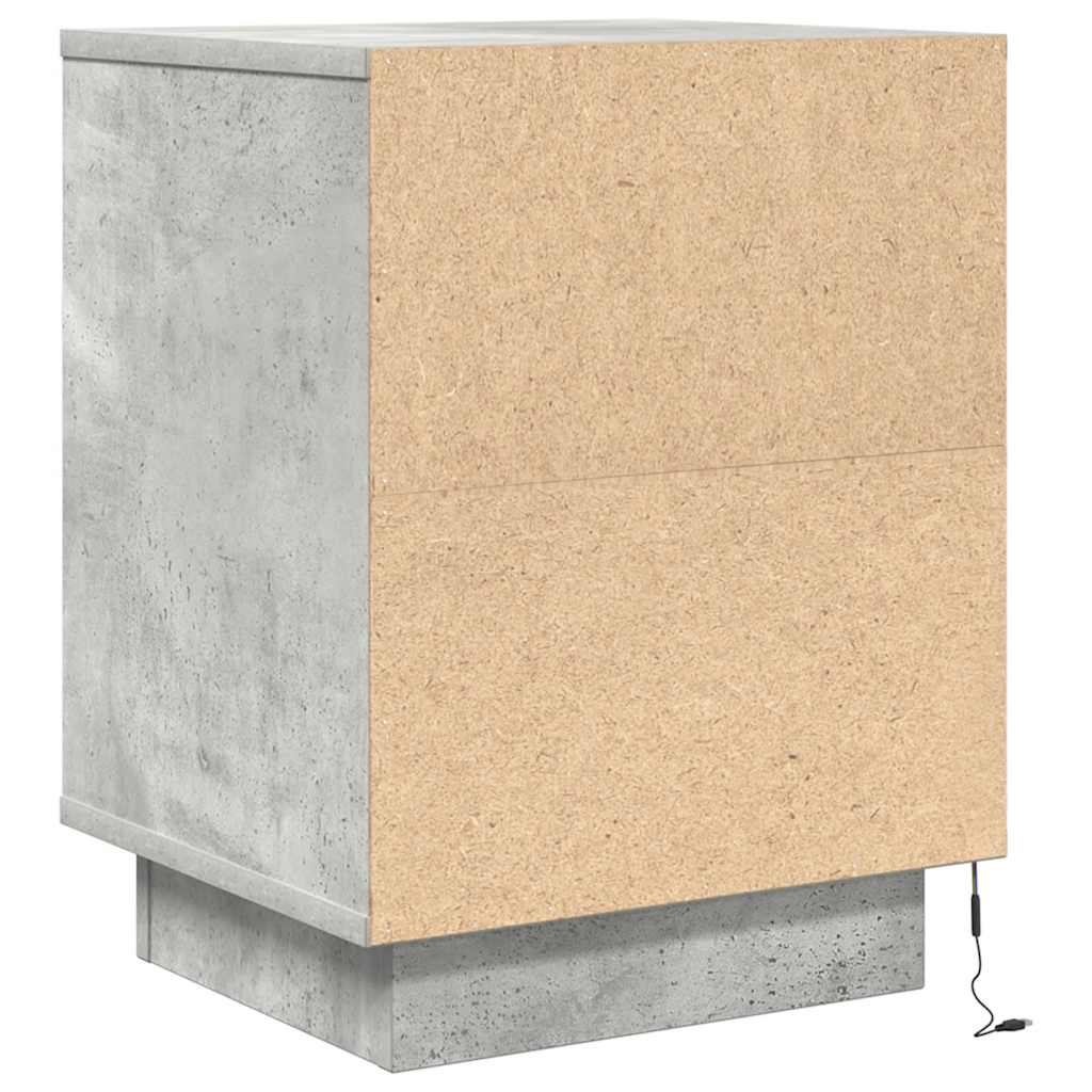 Nachttische mit LED-Leuchten 2 Stk. Betongrau 38x34x50 cm