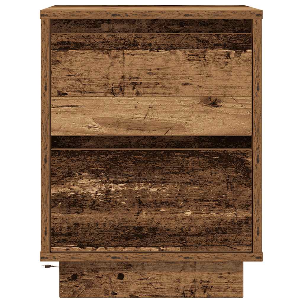 Nachttische mit LED-Leuchten 2 Stk. Altholz-Optik 38x34x50 cm