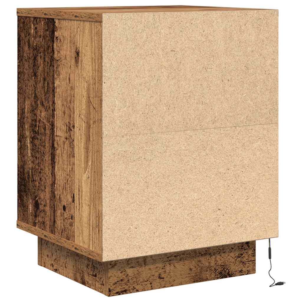 Nachttische mit LED-Leuchten 2 Stk. Altholz-Optik 38x34x50 cm