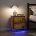 Nachttische mit LED-Leuchten 2 Stk. Altholz-Optik 38x34x50 cm