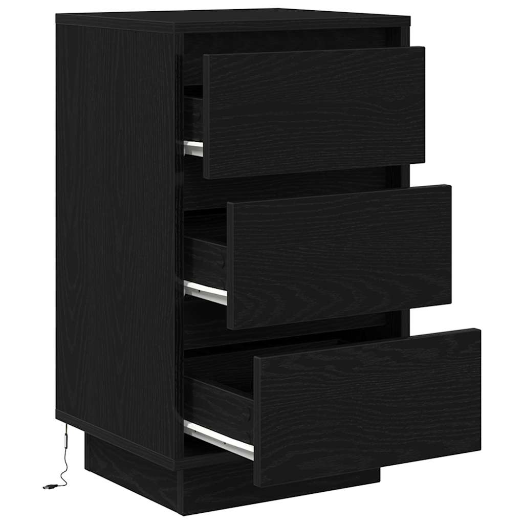 Nachttisch mit LED-Leuchten Schwarz 38x34x65 cm