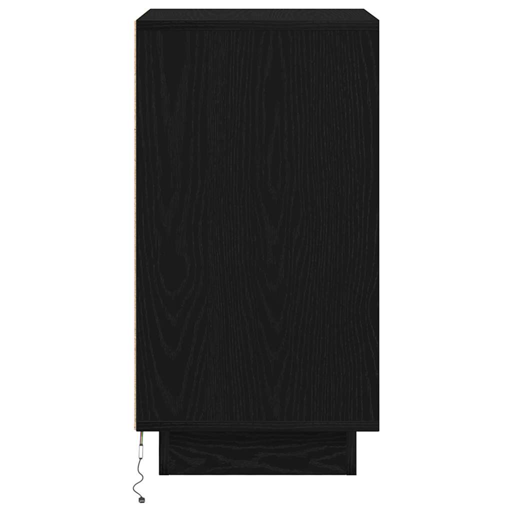 Nachttisch mit LED-Leuchten Schwarz 38x34x65 cm