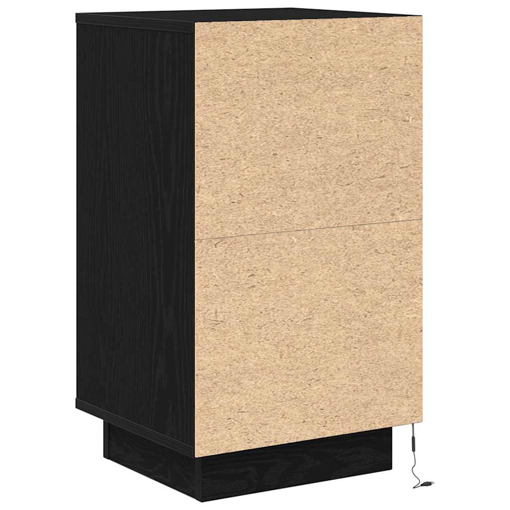 Nachttisch mit LED-Leuchten Schwarz 38x34x65 cm
