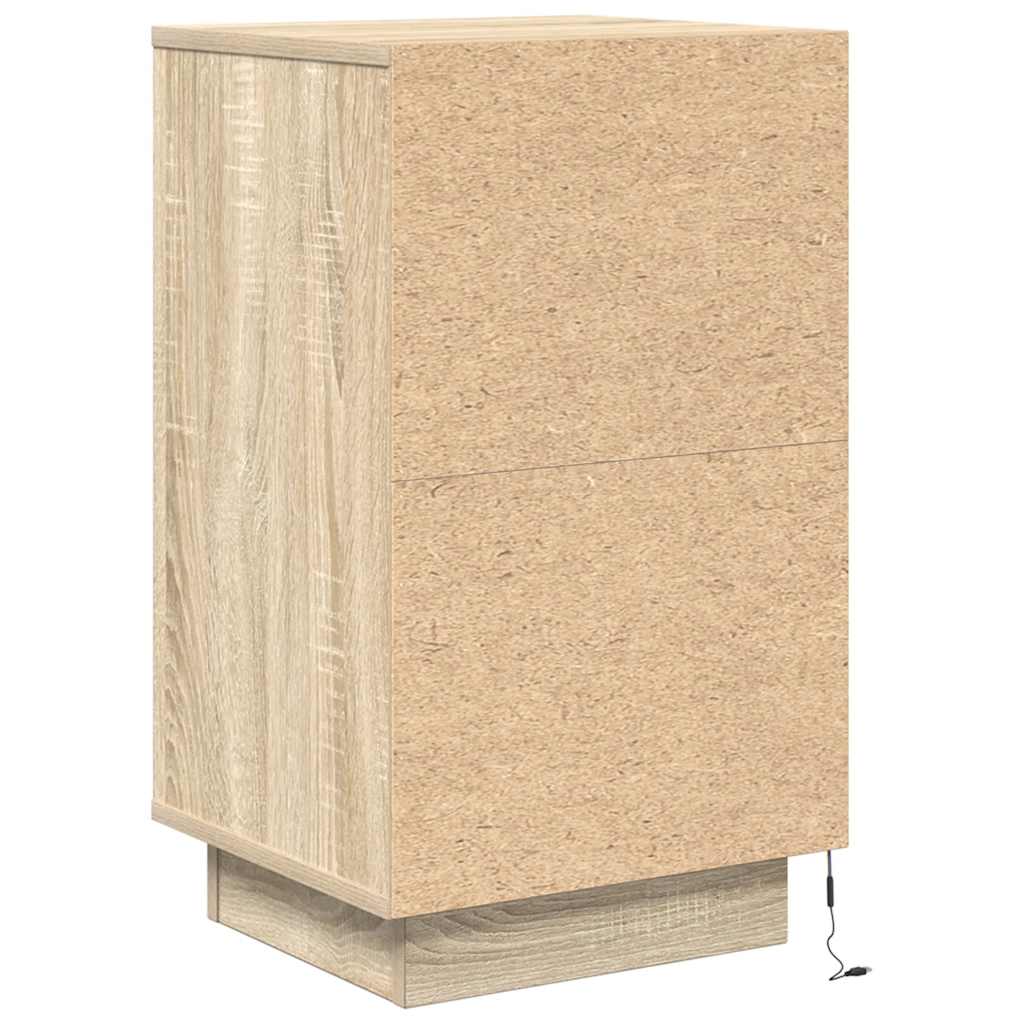 Nachttisch mit LED-Leuchten Sonoma-Eiche 38x34x65 cm