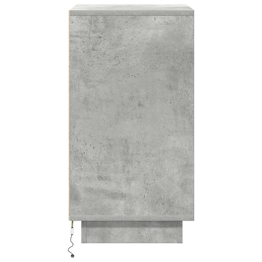 Nachttisch mit LED-Leuchten Betongrau 38x34x65 cm