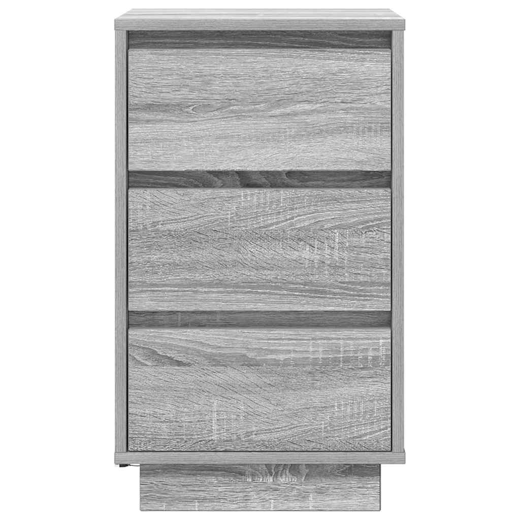 Nachttisch mit LED-Leuchten Grau Sonoma 38x34x65 cm