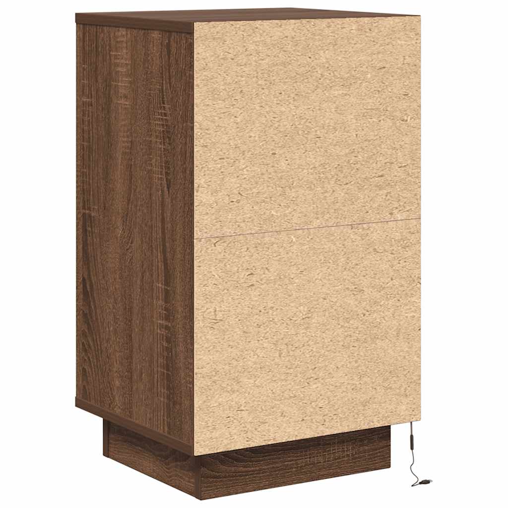Nachttisch mit LED-Leuchten Braun Eichen-Optik 38x34x65 cm