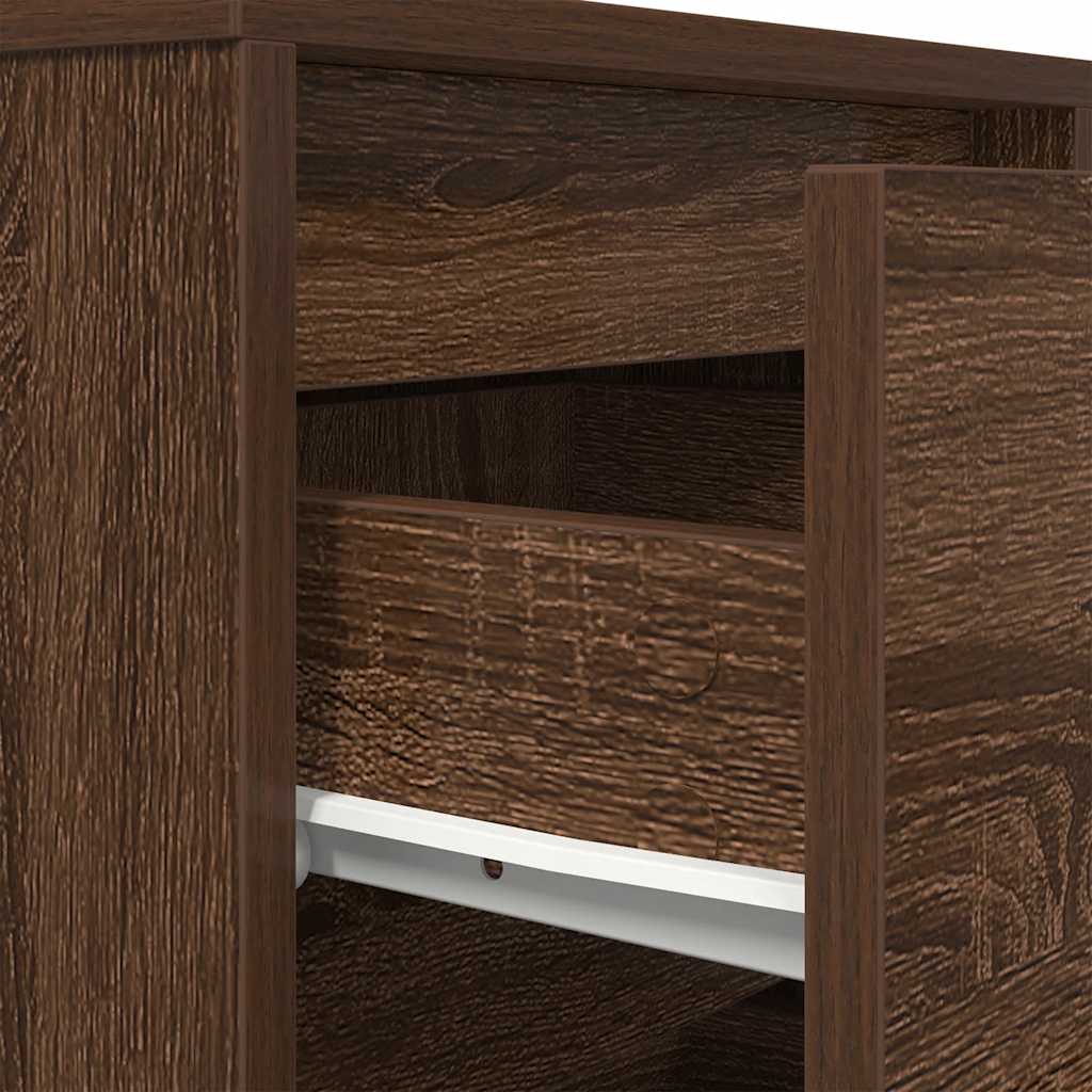 Nachttisch mit LED-Leuchten Braun Eichen-Optik 38x34x65 cm