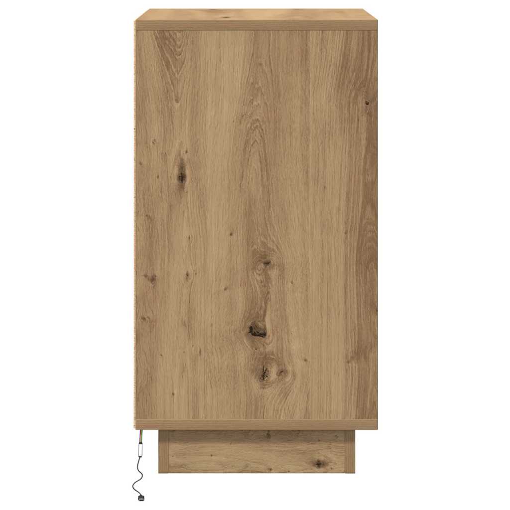 Nachttisch mit LED-Leuchten Artisan-Eiche 38x34x65 cm