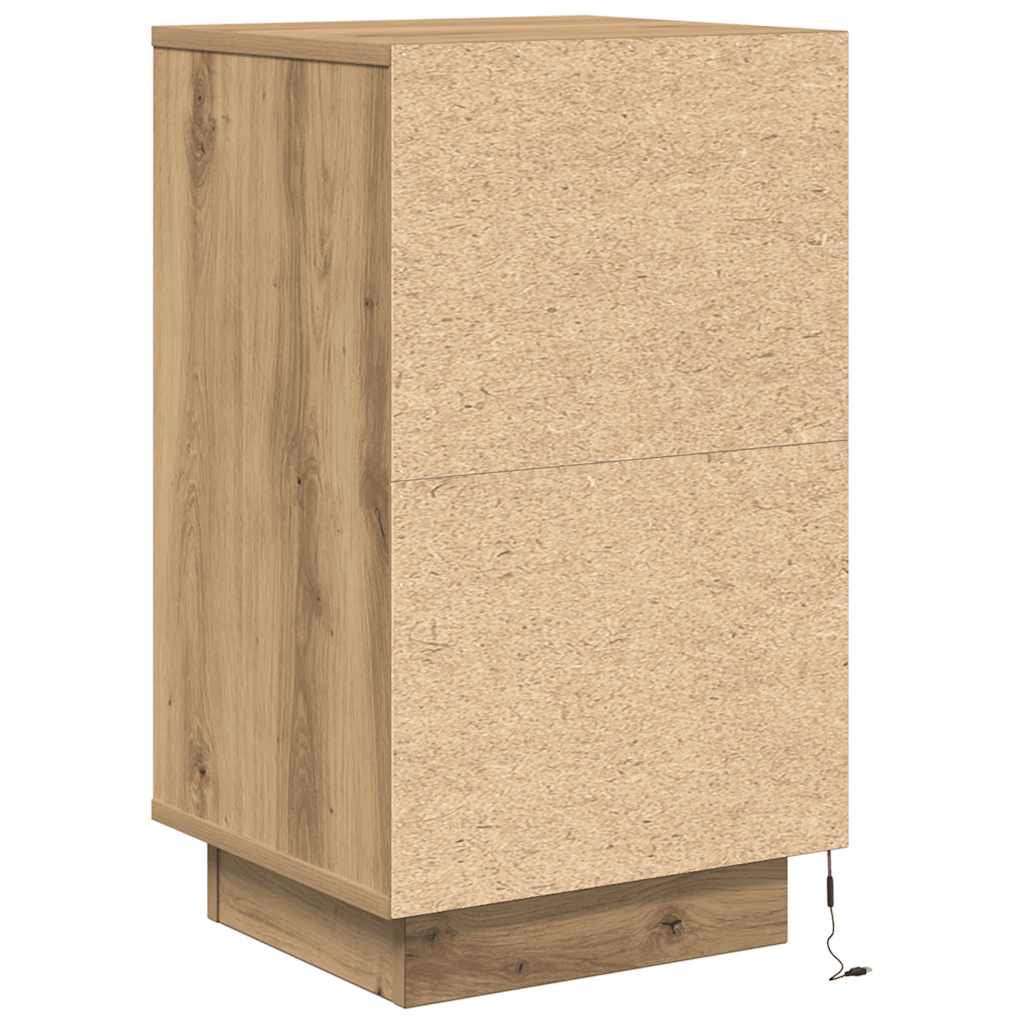 Nachttisch mit LED-Leuchten Artisan-Eiche 38x34x65 cm