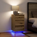Nachttisch mit LED-Leuchten Artisan-Eiche 38x34x65 cm