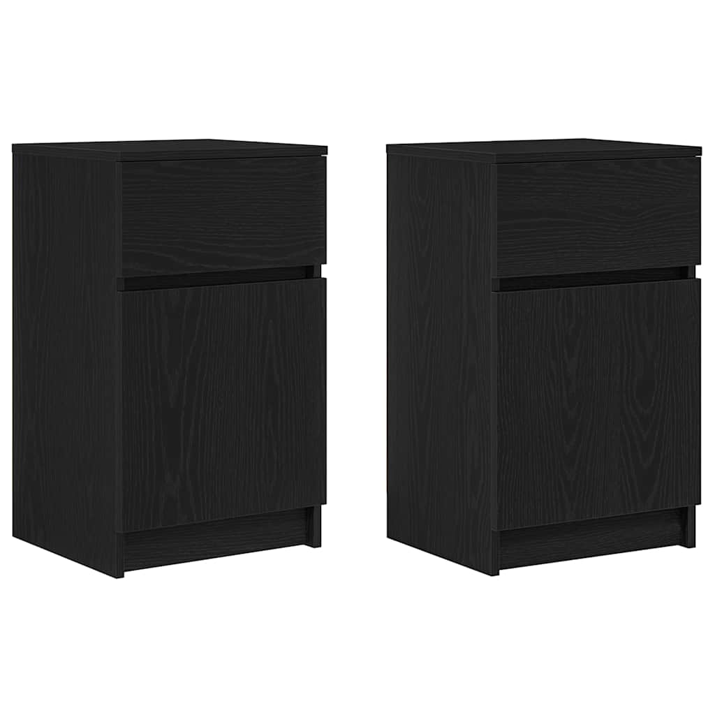 Nachttische 2 Stk. Schwarz 39x35x65 cm Holzwerkstoff