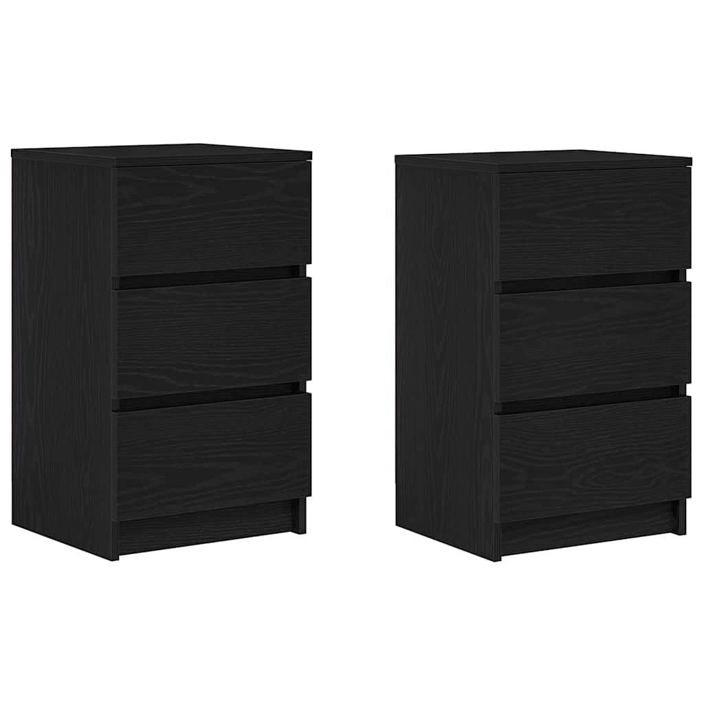 Nachttische mit 3 Schubladen 2 Stk. Schwarz 39x35x65 cm