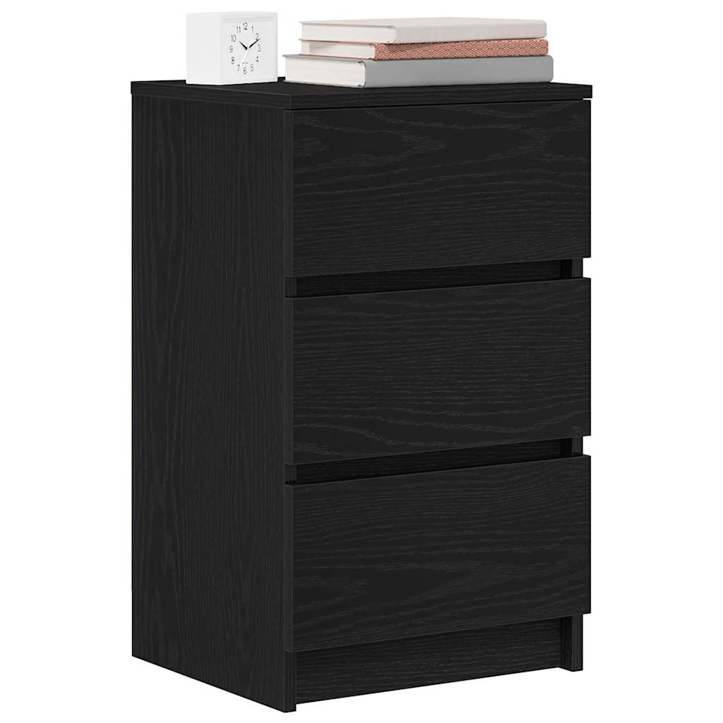 Nachttische mit 3 Schubladen 2 Stk. Schwarz 39x35x65 cm