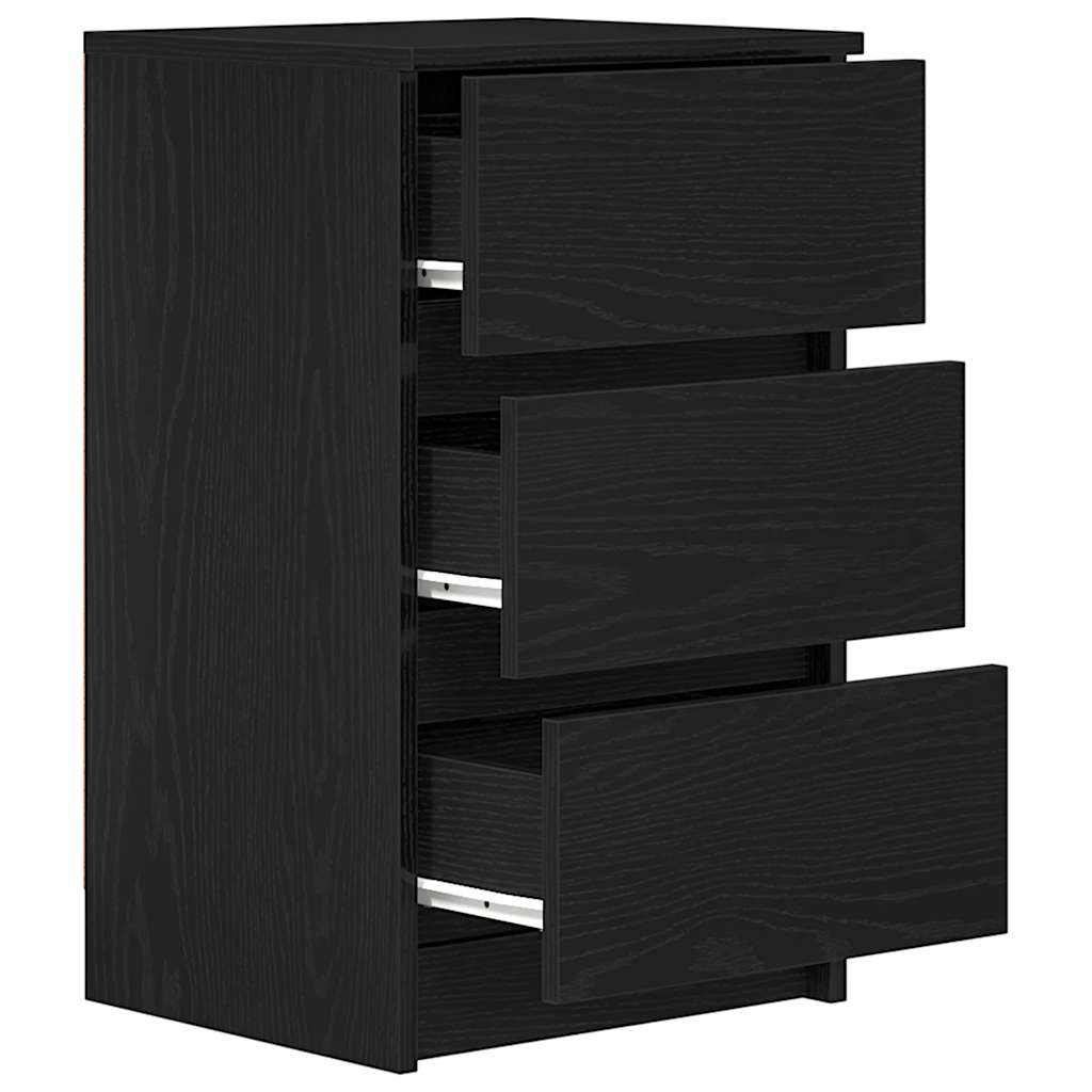 Nachttische mit 3 Schubladen 2 Stk. Schwarz 39x35x65 cm