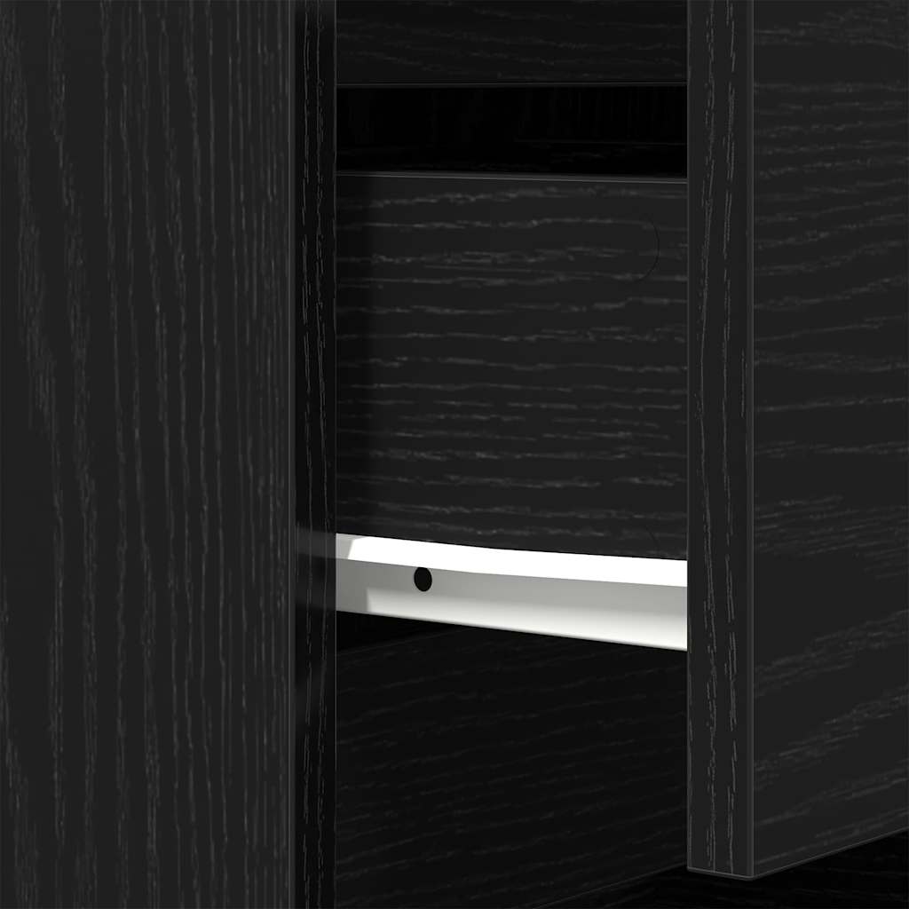 Nachttische mit 3 Schubladen 2 Stk. Schwarz 39x35x65 cm