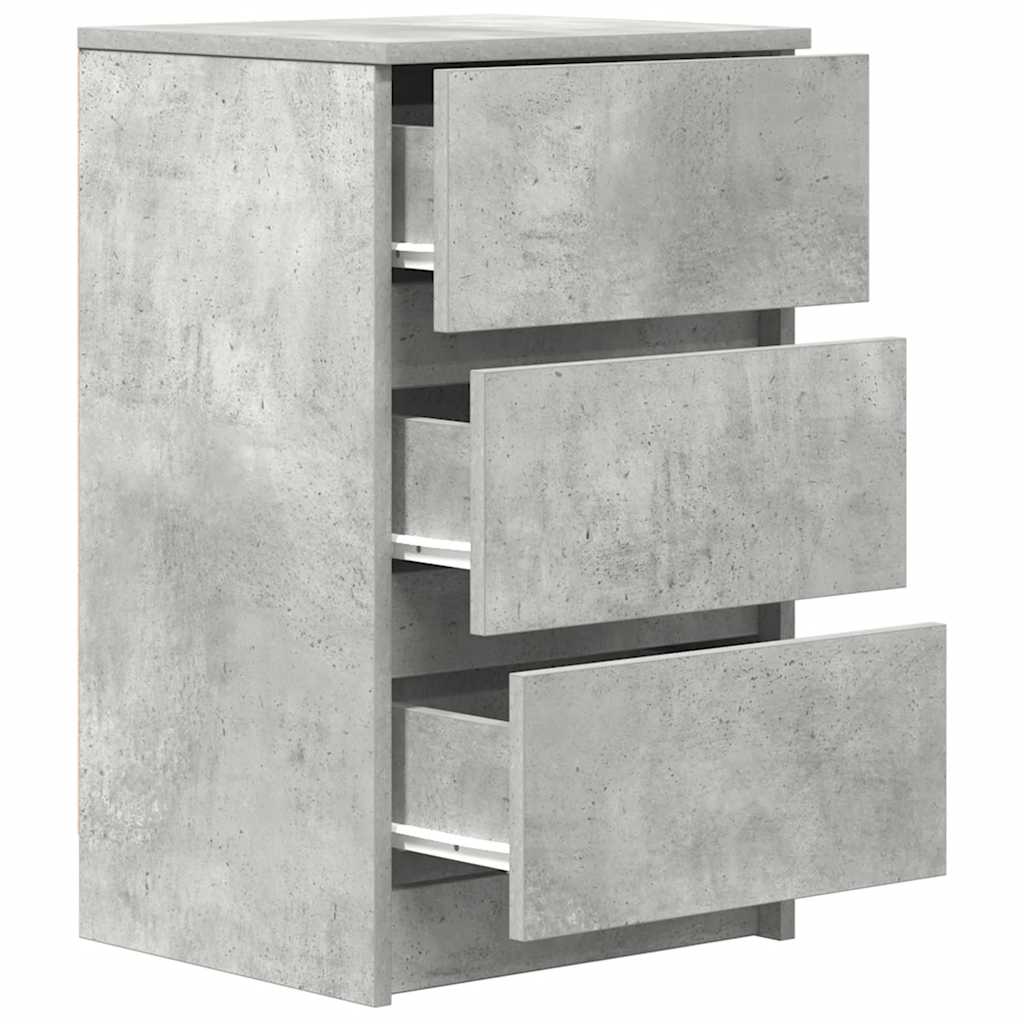 Nachttische mit 3 Schubladen 2 Stk. Betongrau 39x35x65 cm
