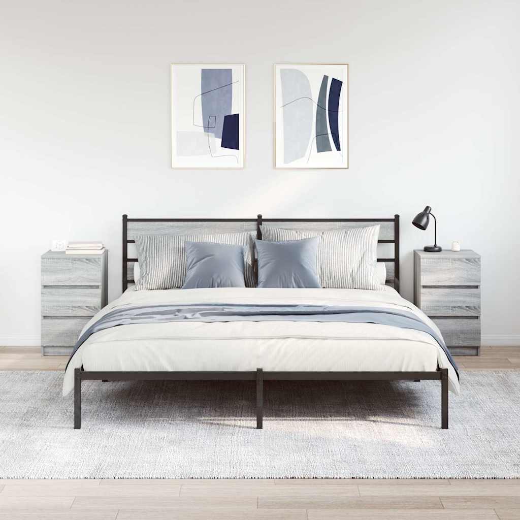 Nachttische mit 3 Schubladen 2 Stk. Grau Sonoma 39x35x65 cm