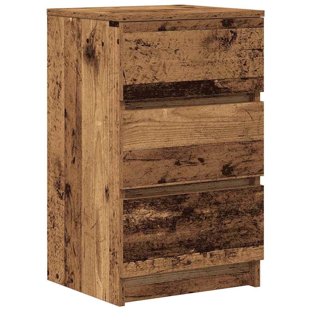 Nachttisch mit 3 Schubladen Altholz-Optik 39x35x65 cm