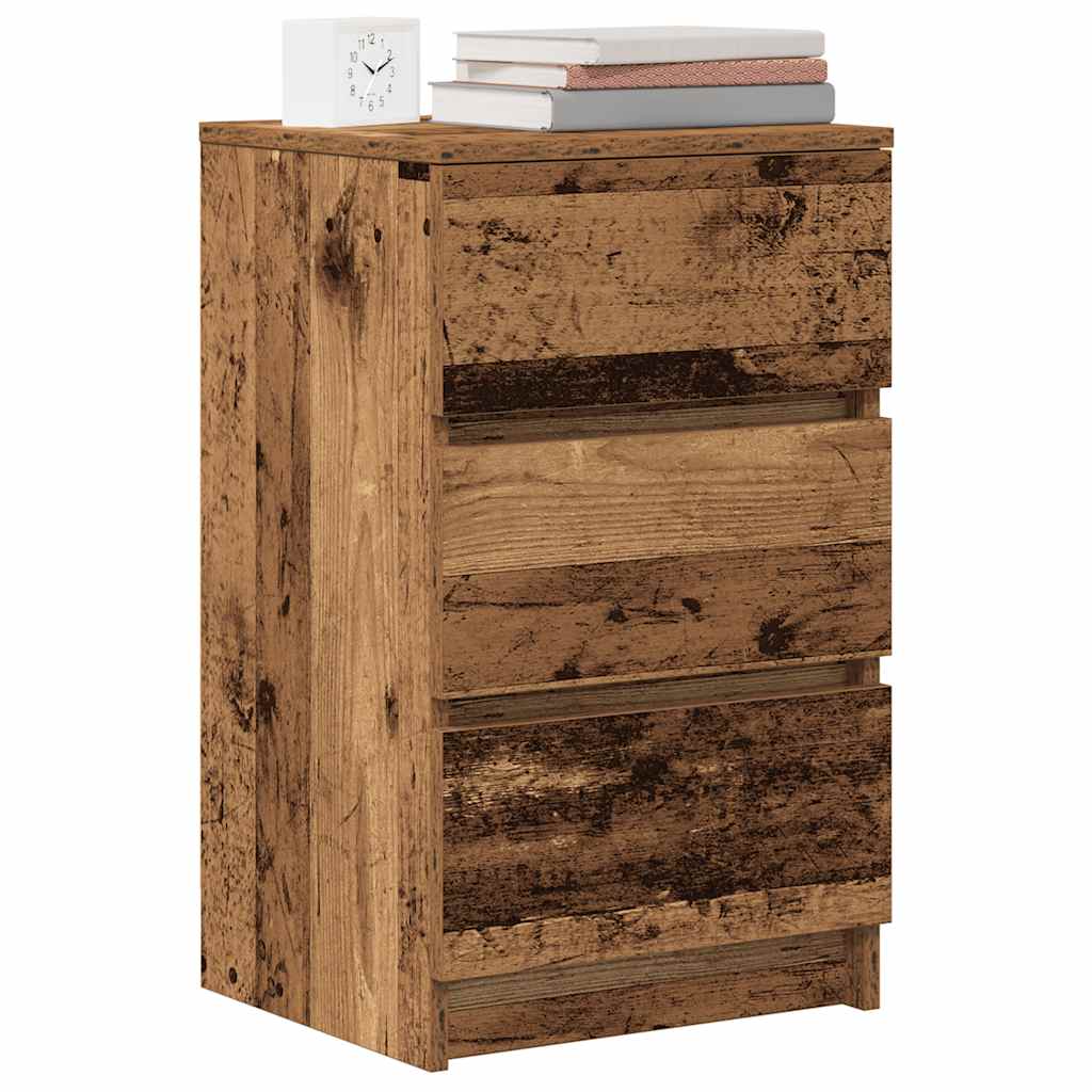 Nachttische mit 3 Schubladen 2 Stk. Altholz-Optik 39x35x65 cm