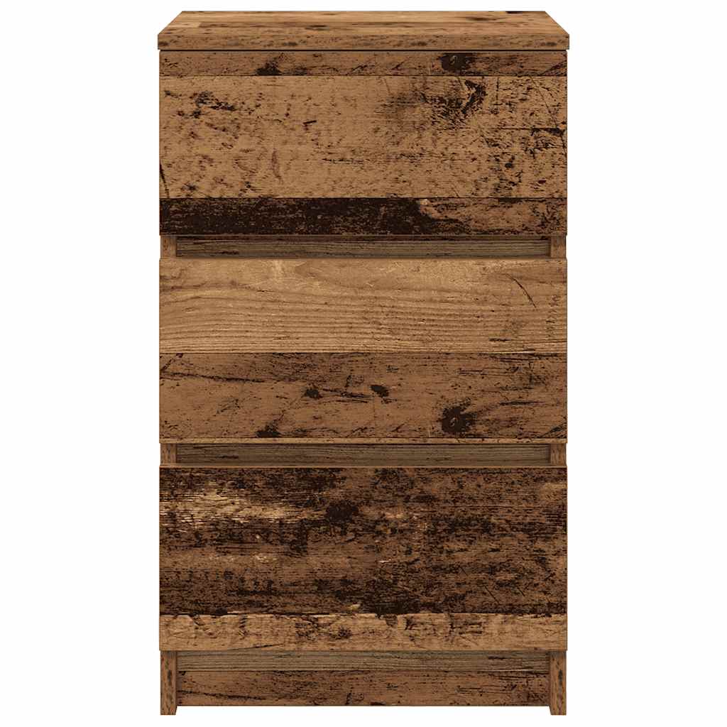 Nachttische mit 3 Schubladen 2 Stk. Altholz-Optik 39x35x65 cm