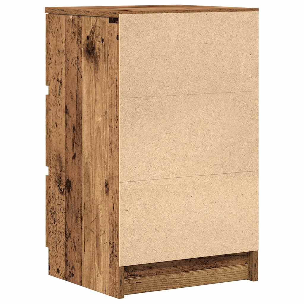 Nachttische mit 3 Schubladen 2 Stk. Altholz-Optik 39x35x65 cm