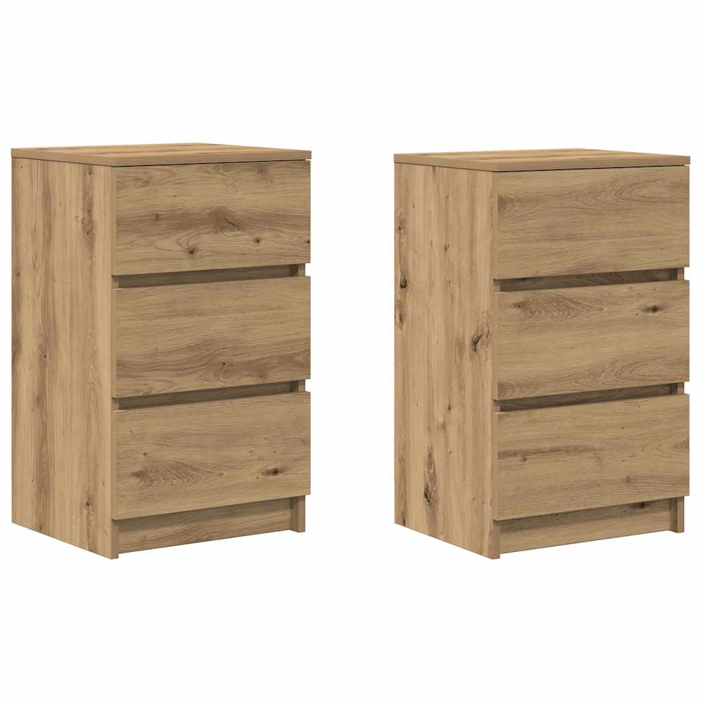 Nachttische mit 3 Schubladen 2 Stk. Artisan-Eiche 39x35x65 cm