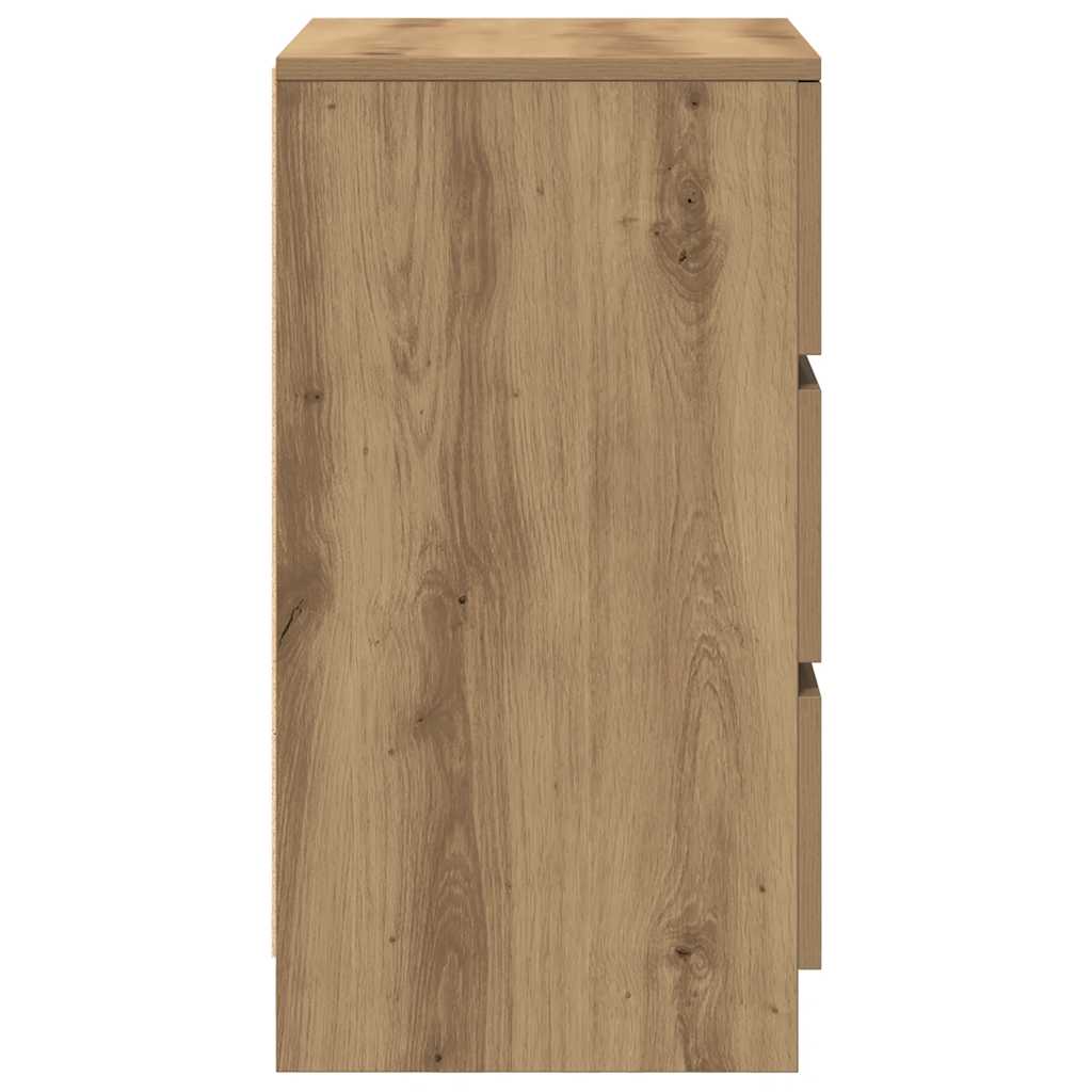 Nachttische mit 3 Schubladen 2 Stk. Artisan-Eiche 39x35x65 cm