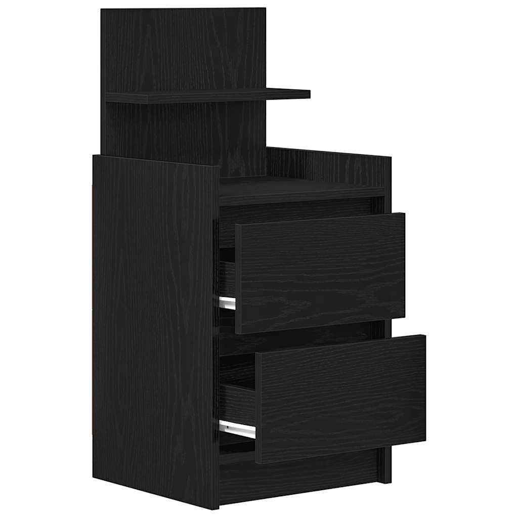 Nachttische mit 2 Schubladen 2 Stk. Schwarz 38x34x80 cm