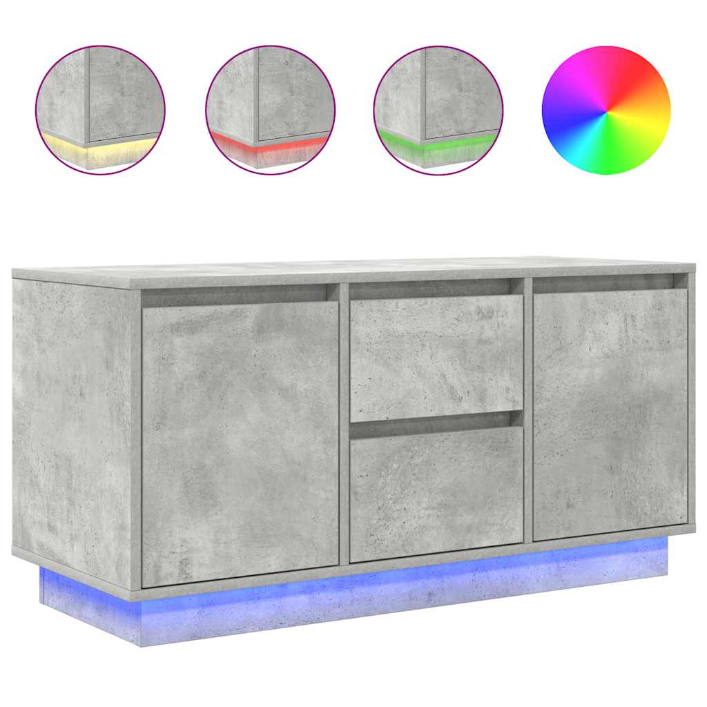 TV-Schrank mit LED-Leuchten Betongrau 100x41x50 cm