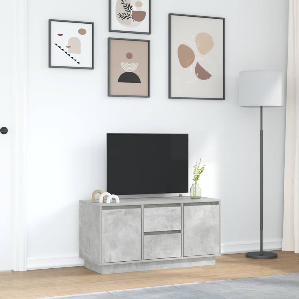 TV-Schrank mit LED-Leuchten Betongrau 100x41x50 cm