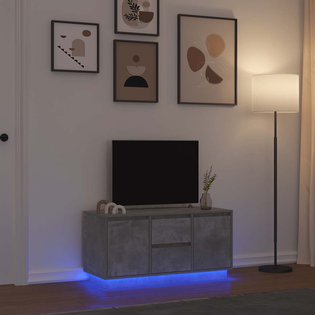 TV-Schrank mit LED-Leuchten Betongrau 100x41x50 cm