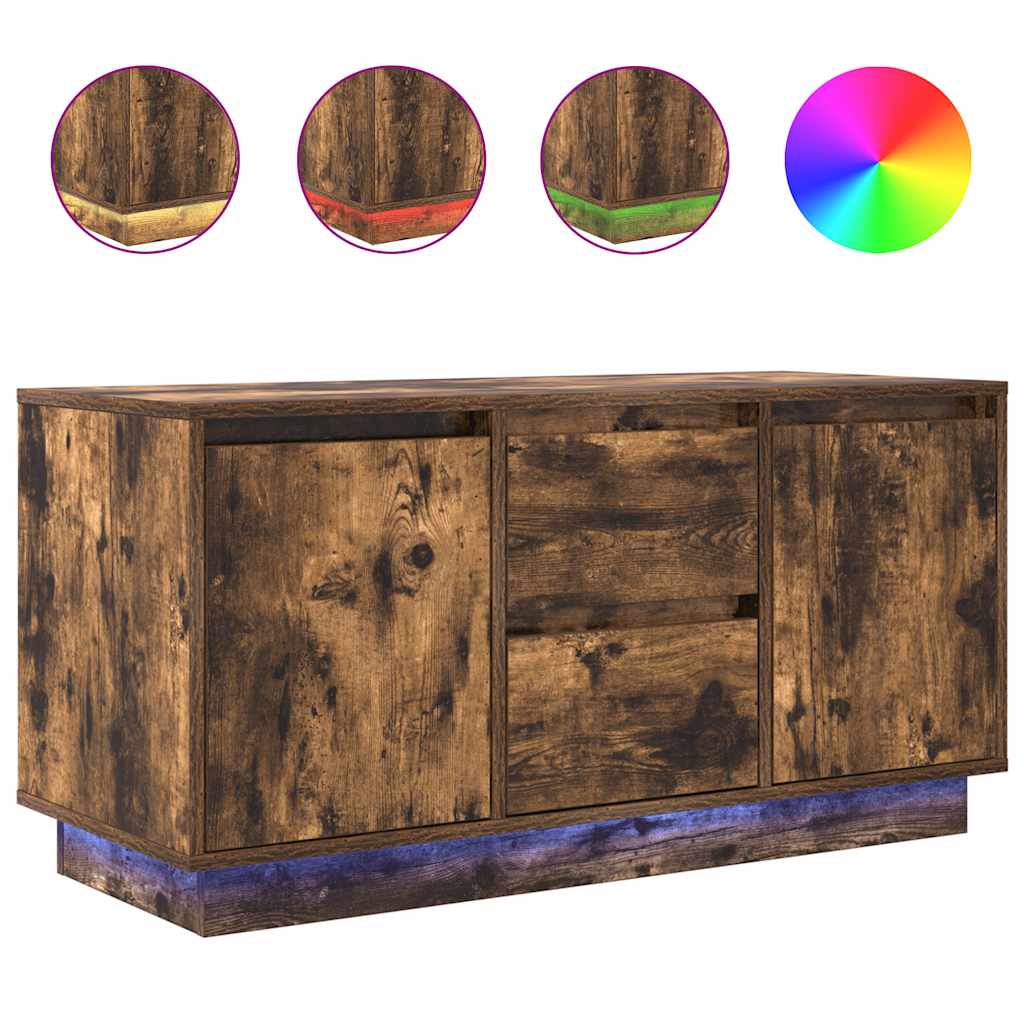 TV-Schrank mit LED-Leuchten Räuchereiche 100x41x50 cm