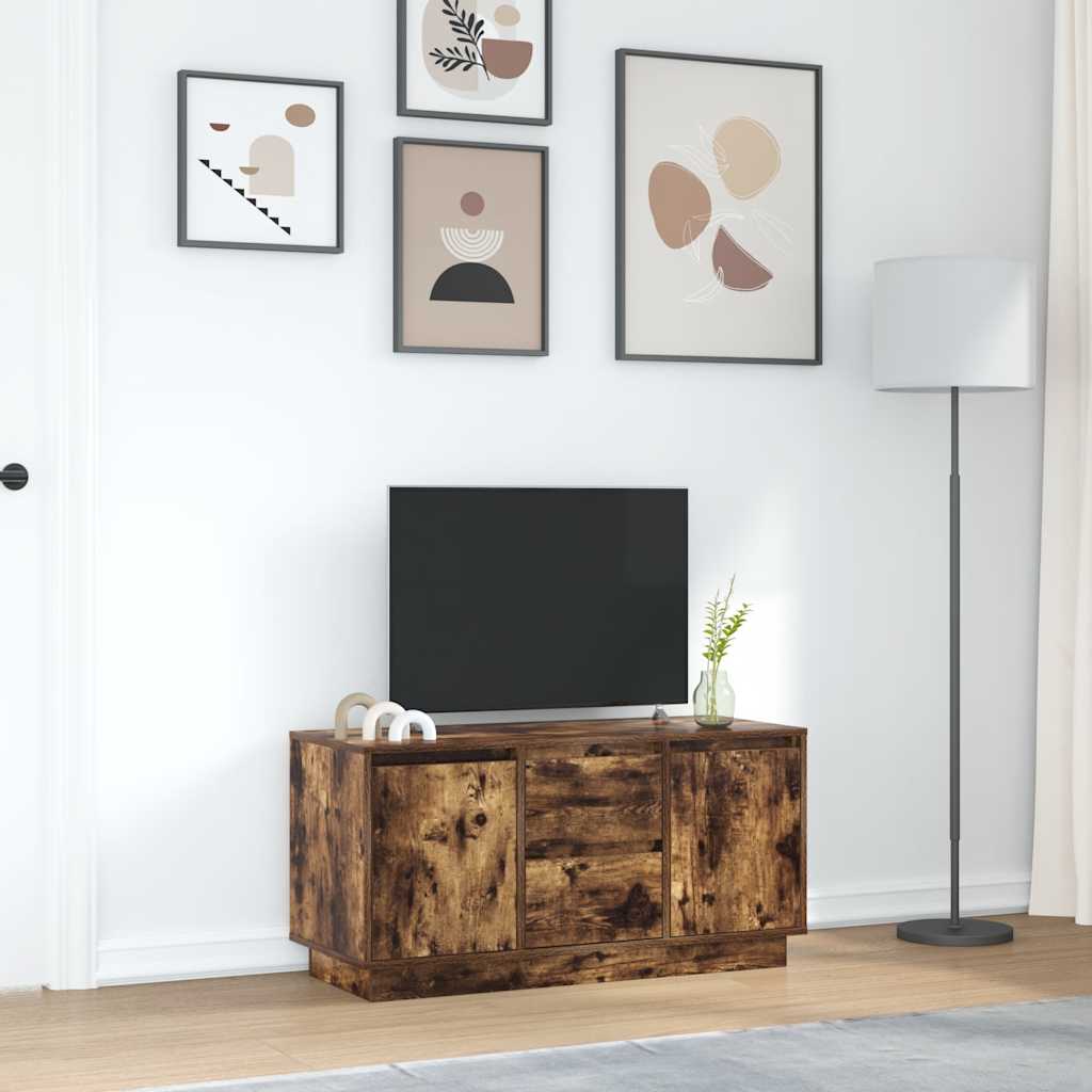 TV-Schrank mit LED-Leuchten Räuchereiche 100x41x50 cm