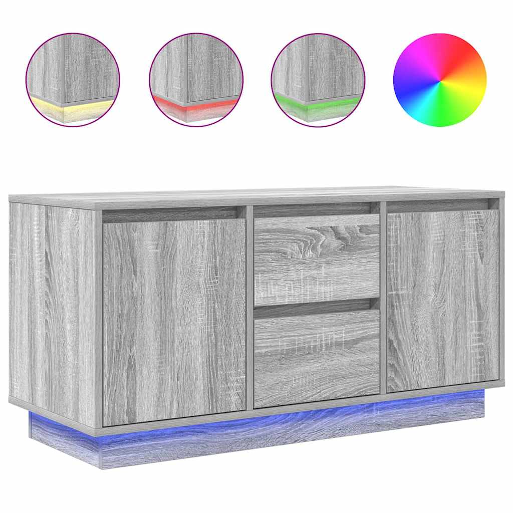 TV-Schrank mit LED-Leuchten Grau Sonoma 100x41x50 cm