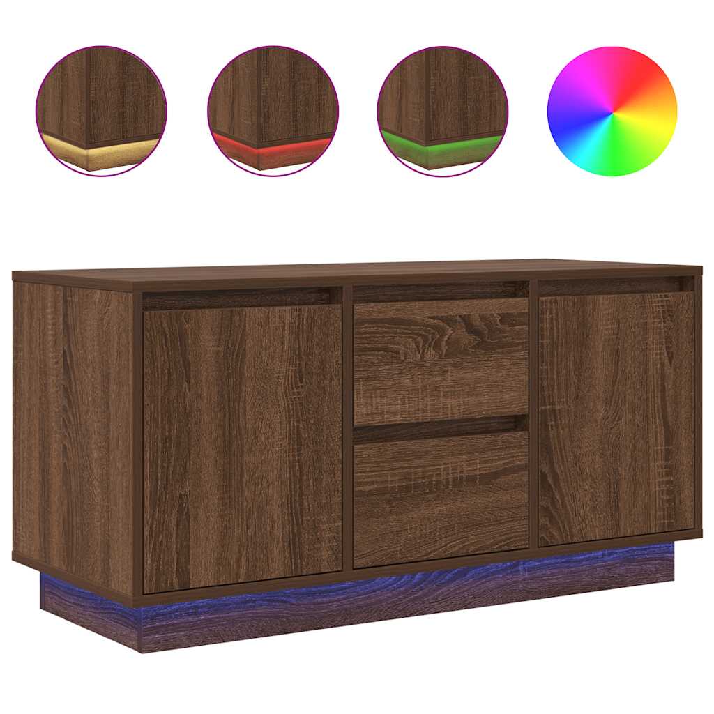 TV-Schrank mit LED-Leuchten Braun Eichen-Optik 100x41x50 cm