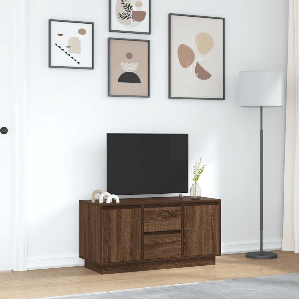 TV-Schrank mit LED-Leuchten Braun Eichen-Optik 100x41x50 cm