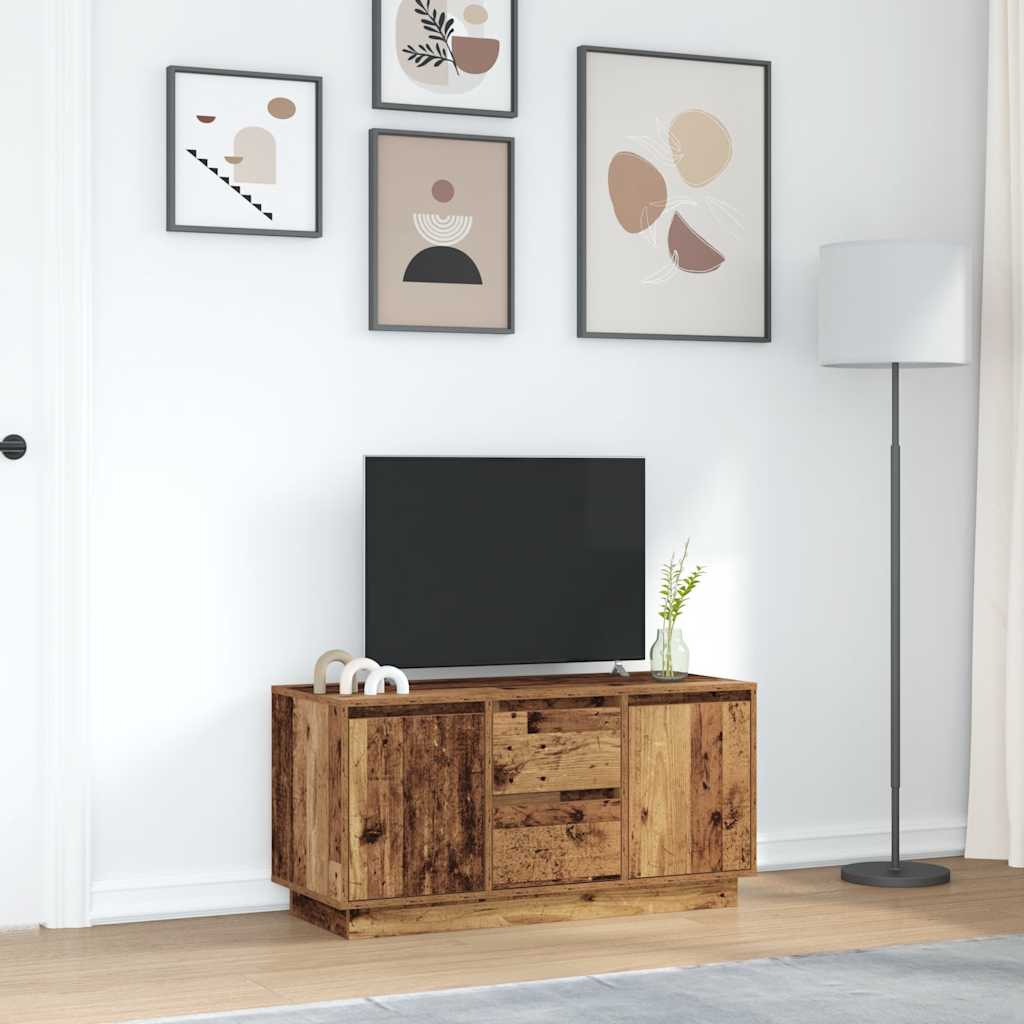 TV-Schrank mit LED-Leuchten Altholz-Optik 100x41x50 cm