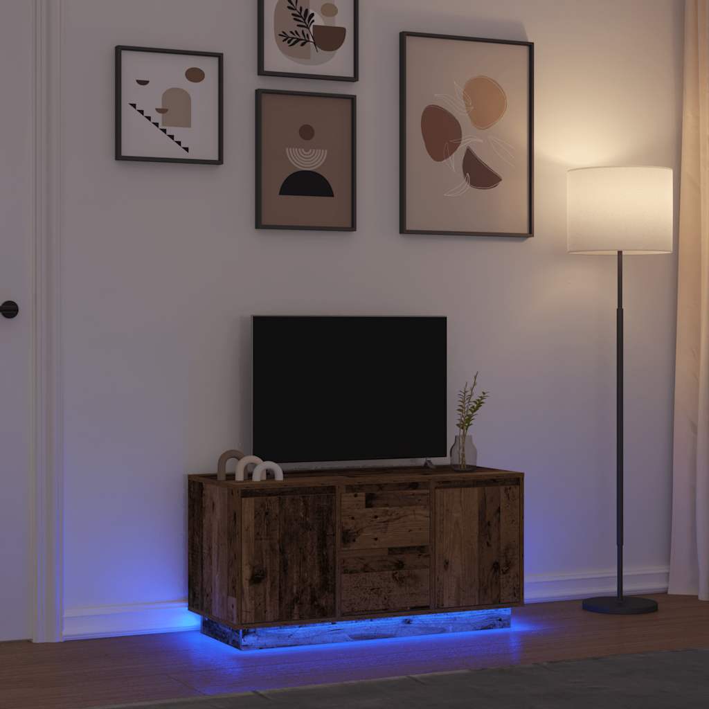 TV-Schrank mit LED-Leuchten Altholz-Optik 100x41x50 cm