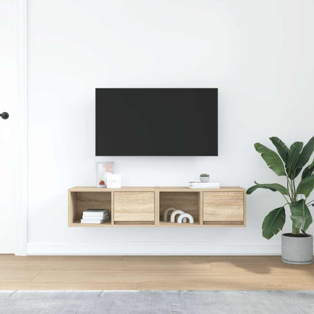 TV-Schränke 2 Stk. Sonoma-Eiche 60x31x25,5 cm Holzwerkstoff