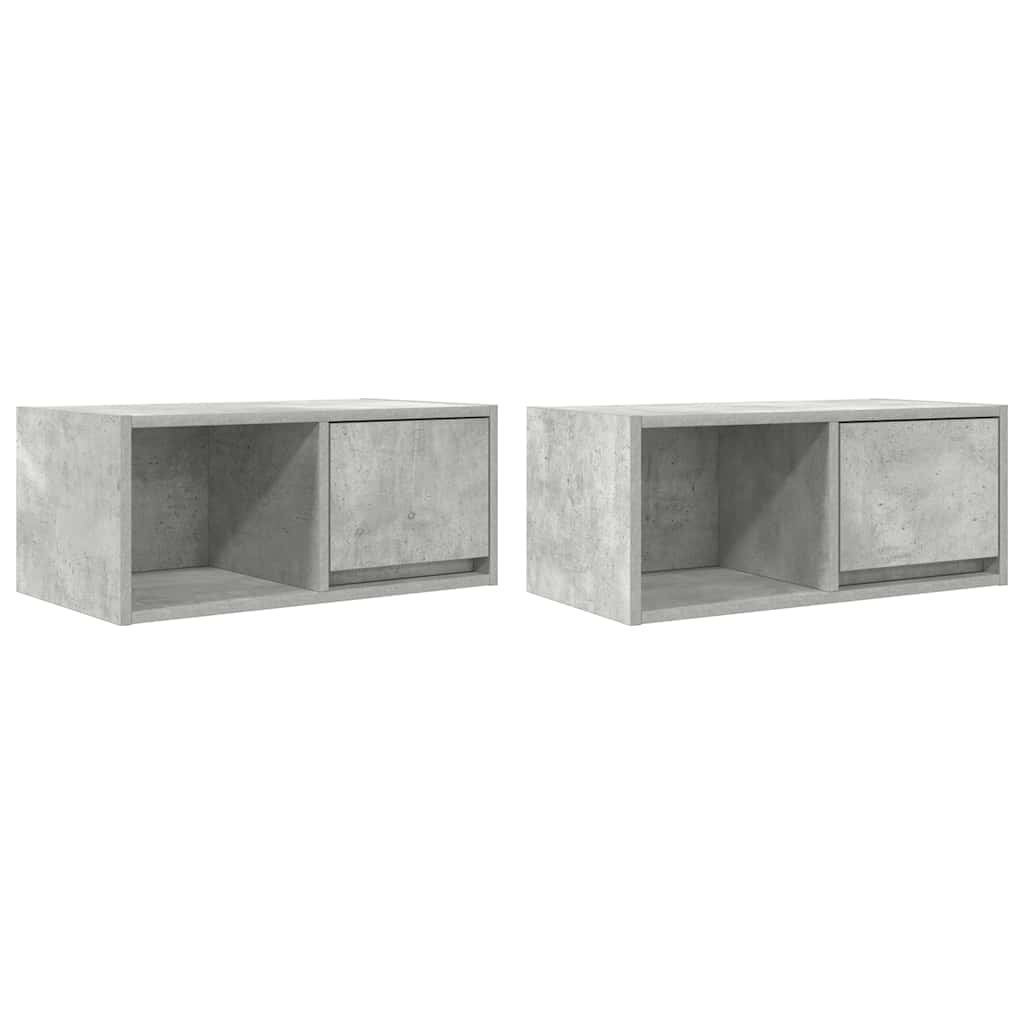 TV-Schränke 2 Stk. Betongrau 60x31x25,5 cm Holzwerkstoff