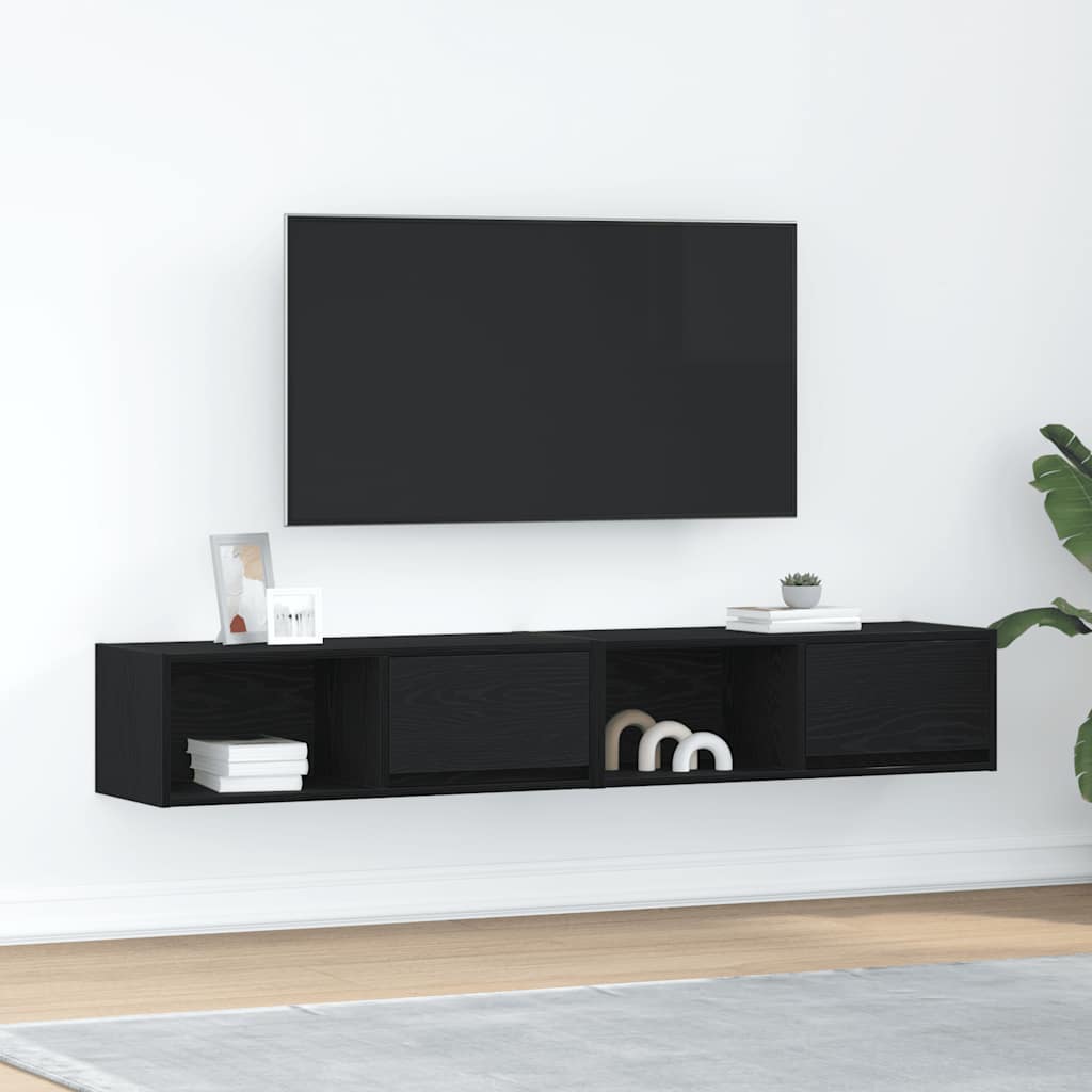 TV-Schränke 2 Stk. Schwarz Eichen-Optik 80x31x25,5 cm