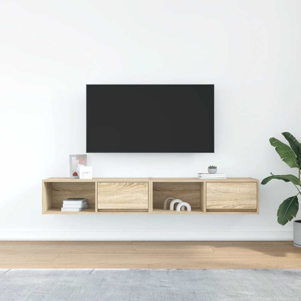 TV-Schränke 2 Stk. Sonoma-Eiche 80x31x25,5 cm Holzwerkstoff