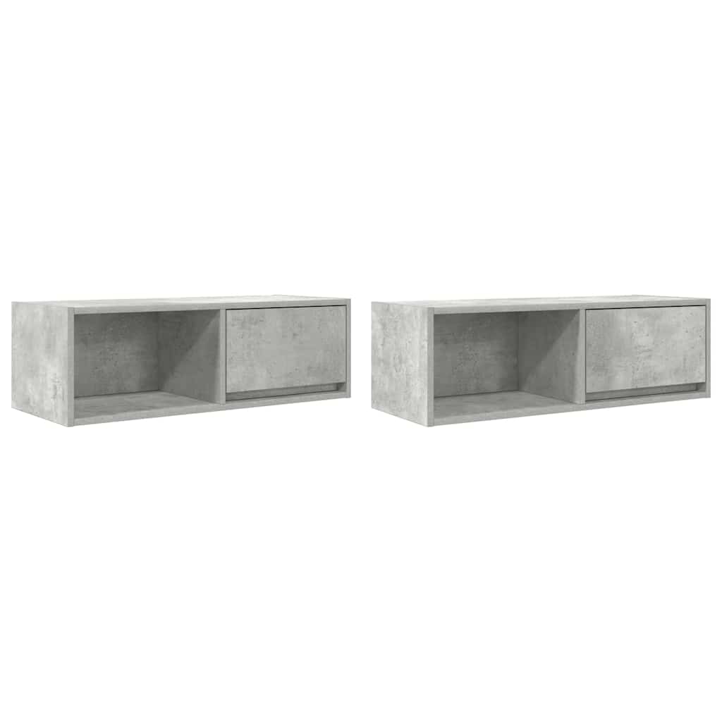 TV-Schränke 2 Stk. Betongrau 80x31x25,5 cm Holzwerkstoff