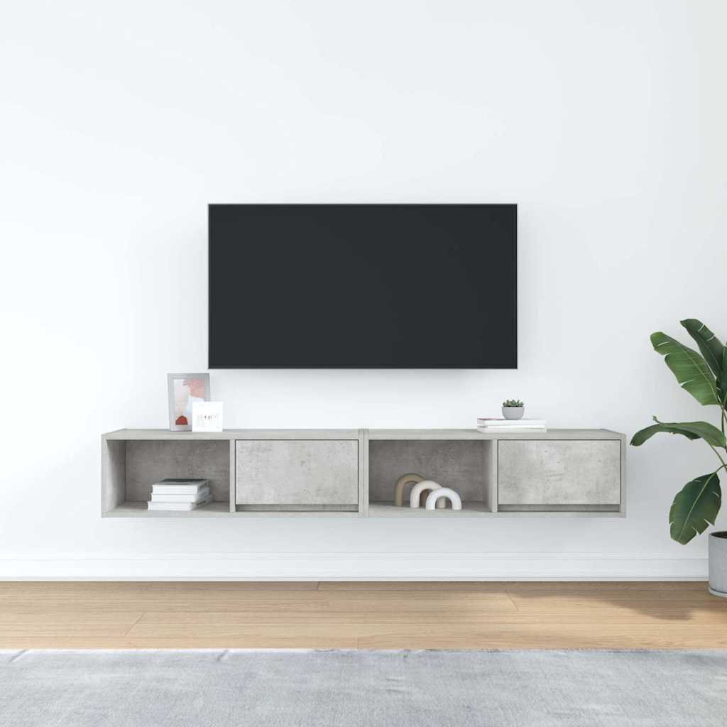 TV-Schränke 2 Stk. Betongrau 80x31x25,5 cm Holzwerkstoff