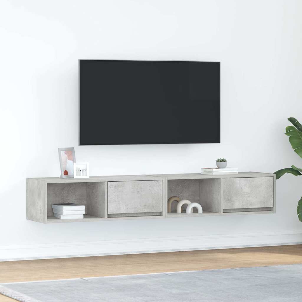 TV-Schränke 2 Stk. Betongrau 80x31x25,5 cm Holzwerkstoff