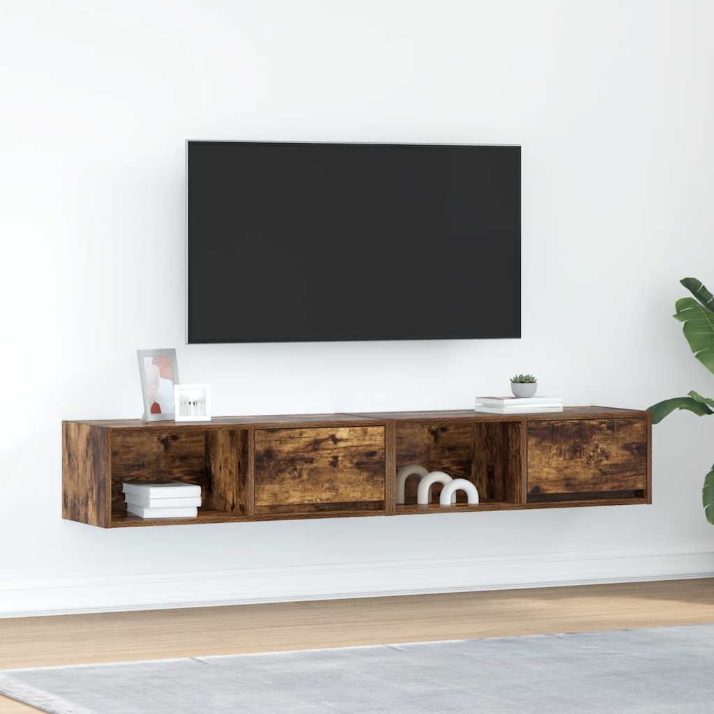 TV-Schränke 2 Stk. Räuchereiche 80x31x25,5 cm Holzwerkstoff