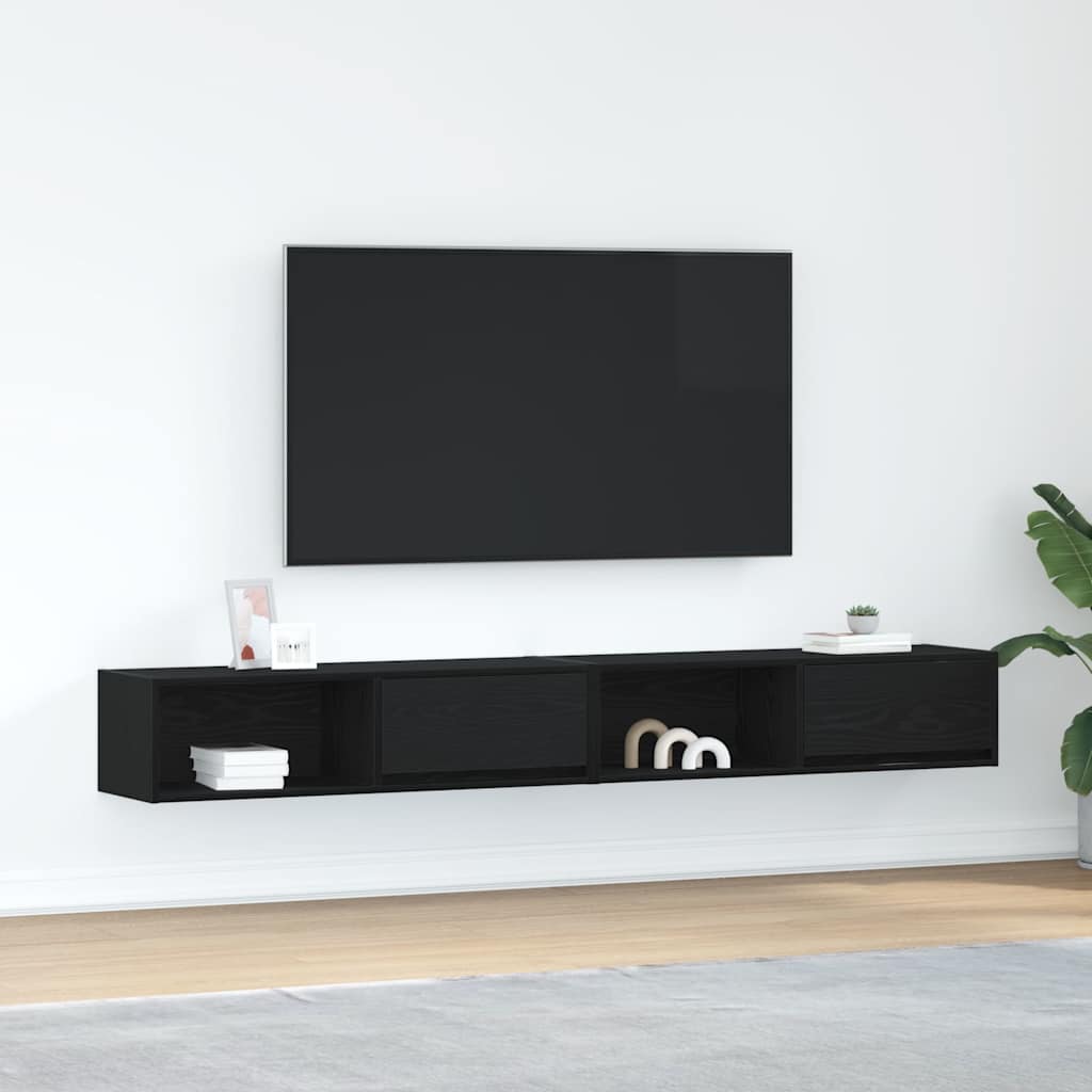 TV-Schränke 2 Stk. Schwarz Eichen-Optik 100x31x25,5 cm
