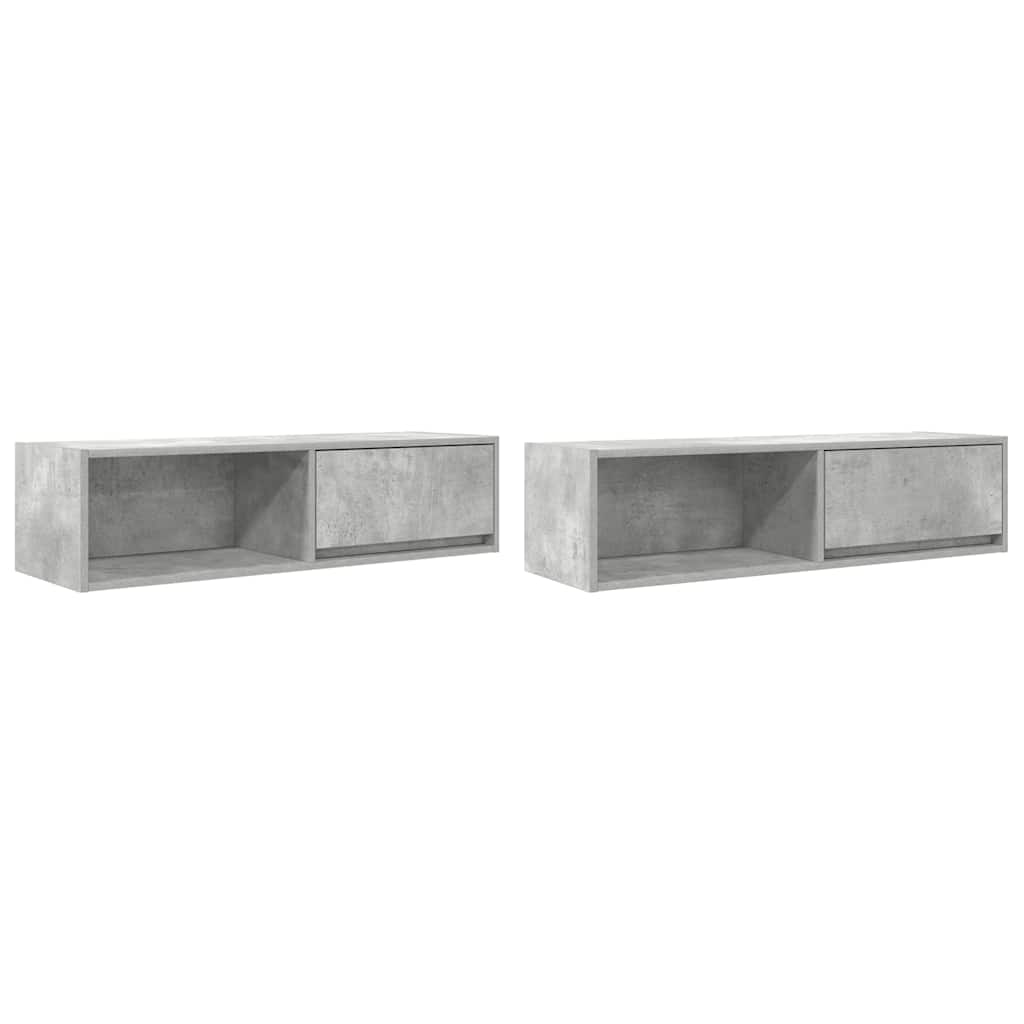 TV-Schränke 2 Stk. Betongrau 100x31x25,5 cm Holzwerkstoff